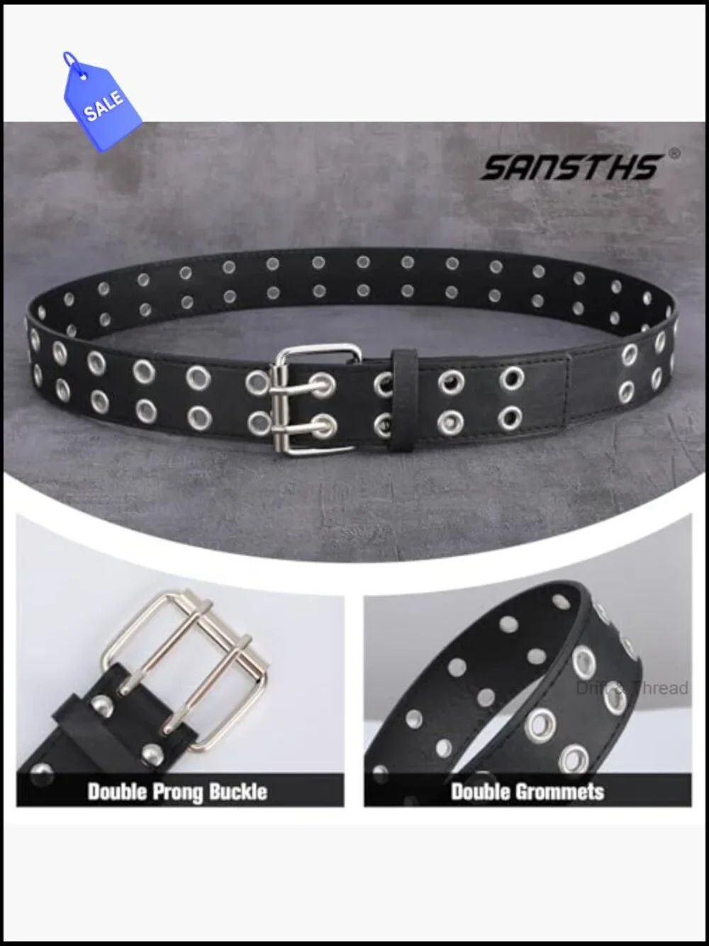 Women's Studded Double Grommet Punk Belt Faux Leather Y2K